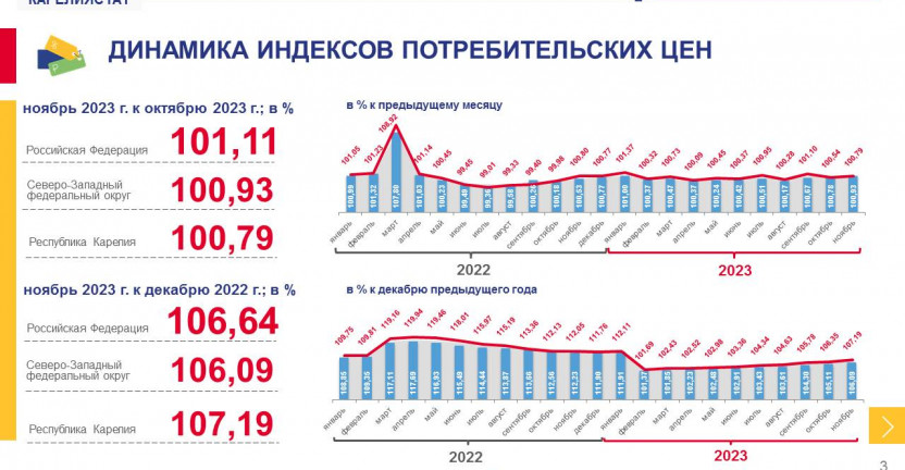 Индекс потребительских цен по Республике Карелия - ноябрь 2023 года